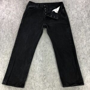 Levis 501 Jeans Mens 38x30 (Actual 36x29) Black Straight Leg Button Fly Mid Rise